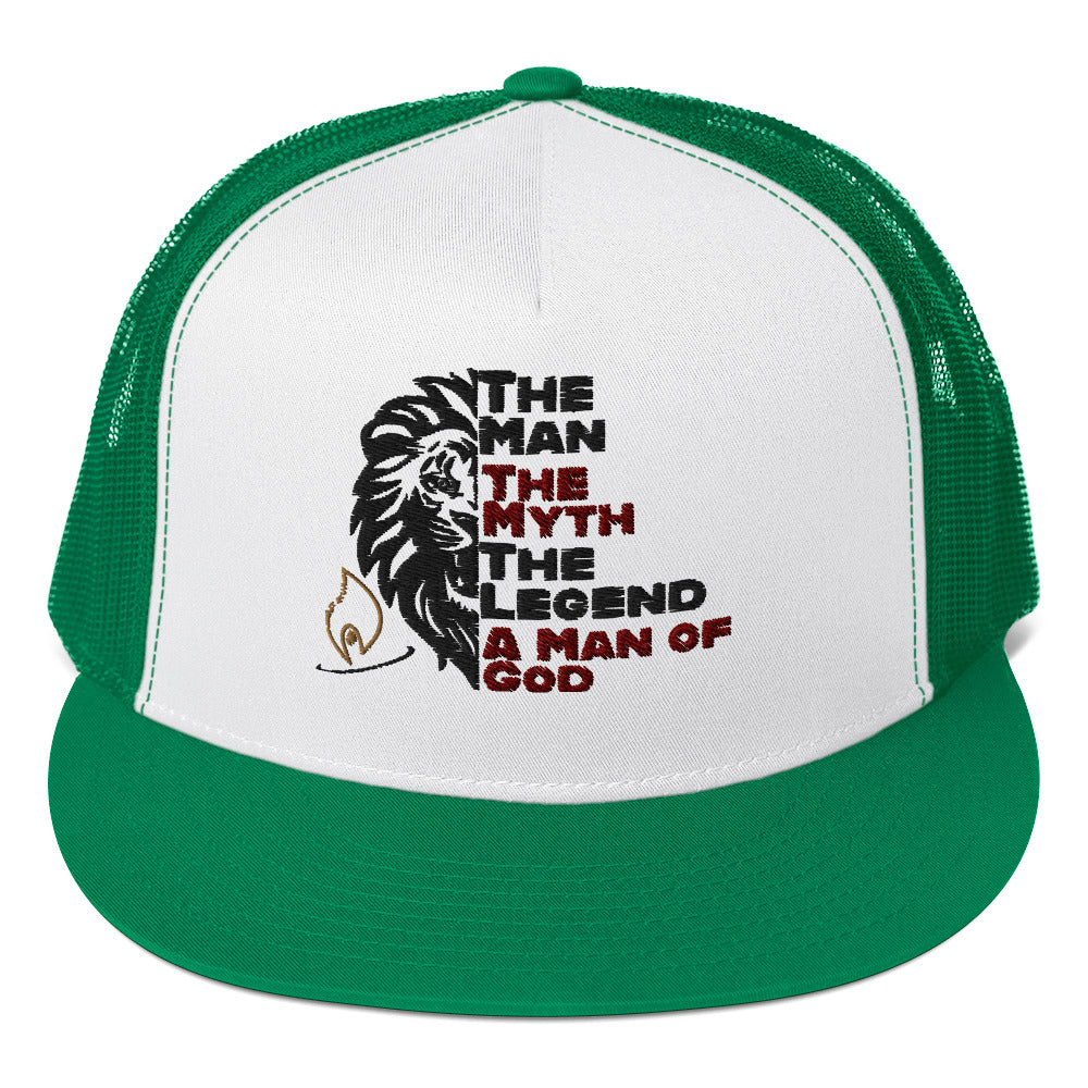"The Man, The Myth, The Legend, A Man of God" Trucker Cap