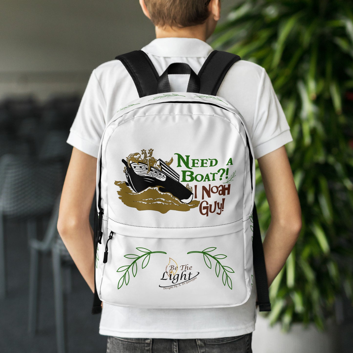 "Need a boat? I Noah guy" with branch accent Backpack