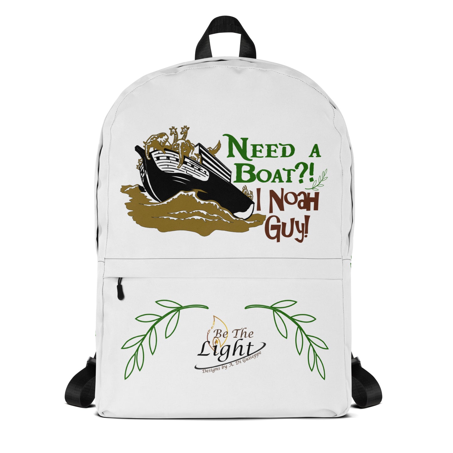 "Need a boat? I Noah guy" with branch accent Backpack