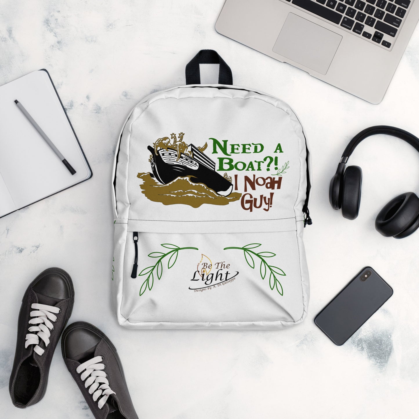"Need a boat? I Noah guy" with branch accent Backpack