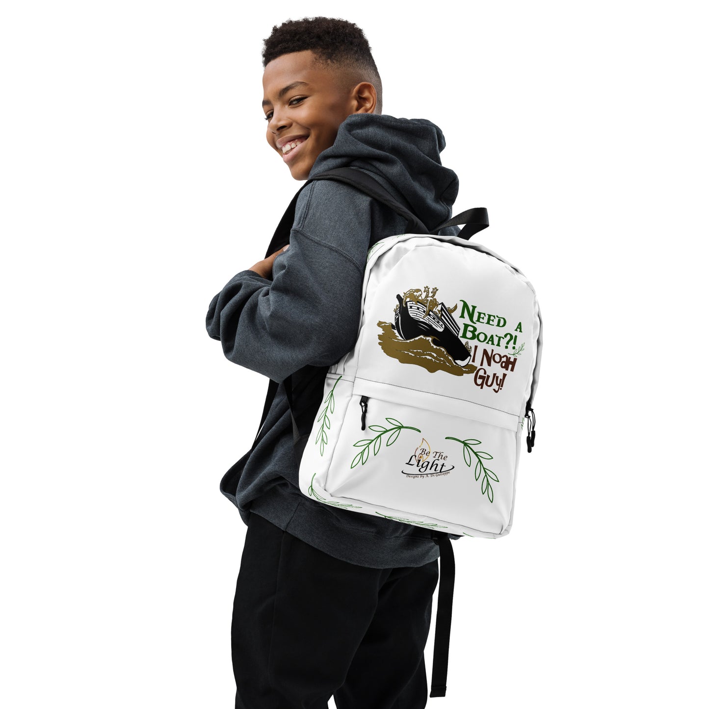 "Need a boat? I Noah guy" with branch accent Backpack