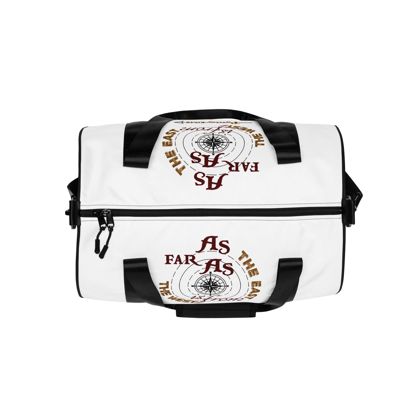 As Far As the East is From the West gym bag - Psalms 103:12 (KJV)