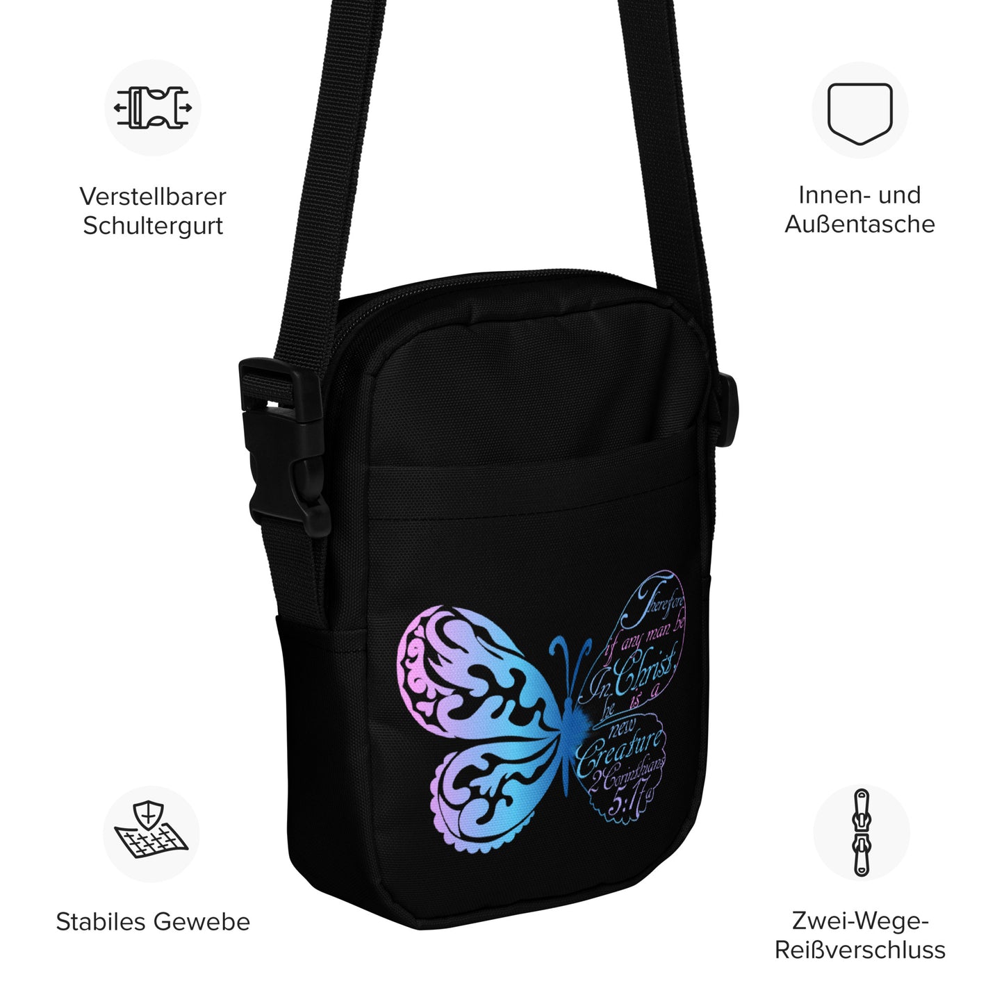 Women’s “New Creature in Christ” 2 Cor 5:17a Utility crossbody bag- (KJV)