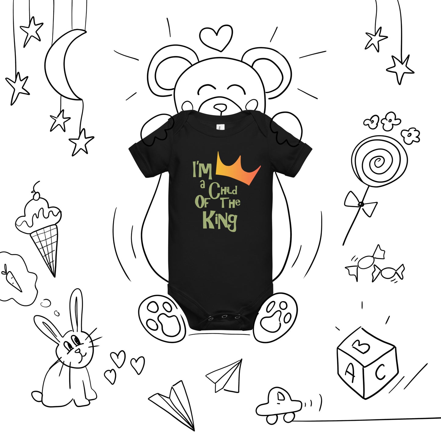 "I’m a child of The King" Baby short sleeve one piece