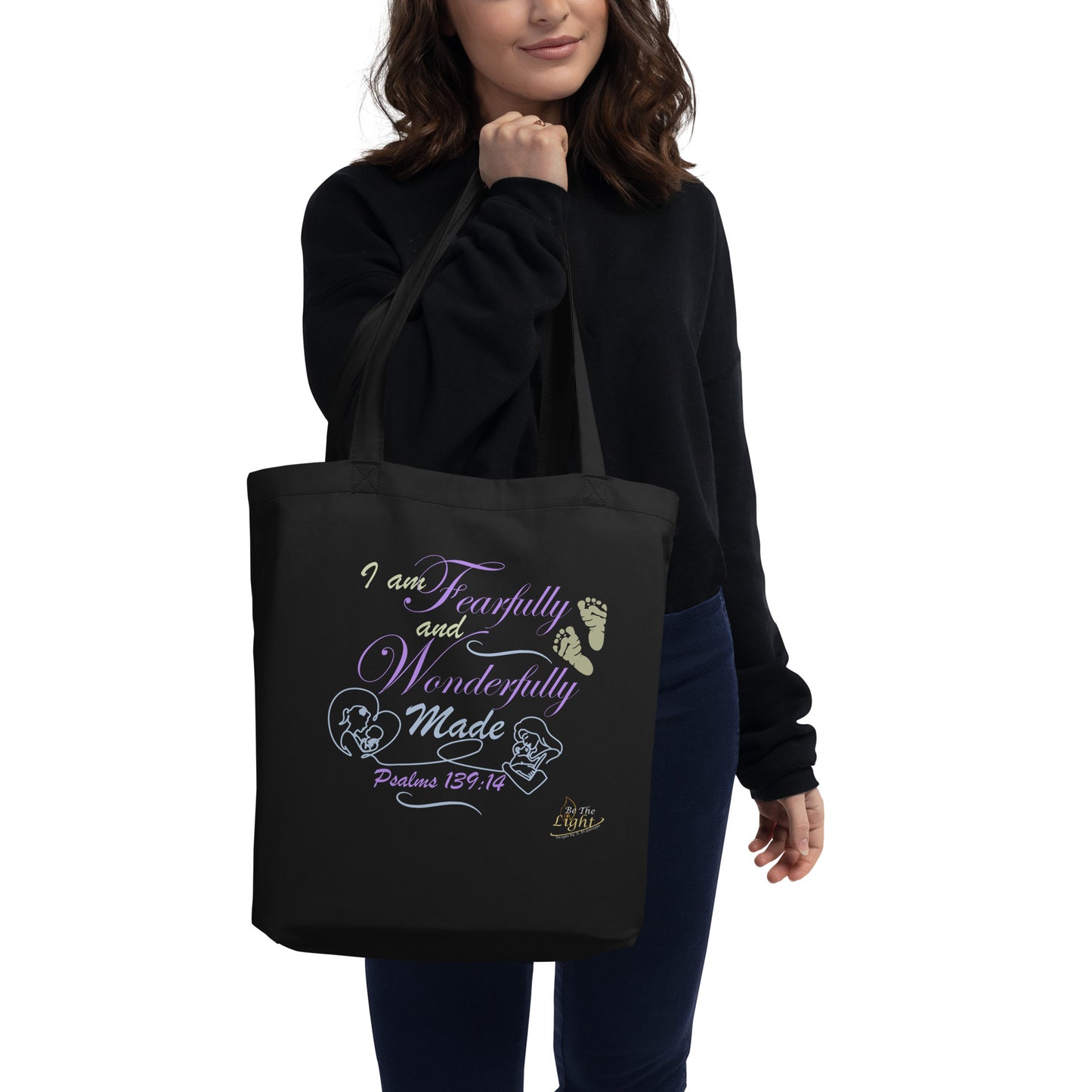“Psalms 139:14, Fearfully and Wonderfully Made (KJV)” Eco black bag