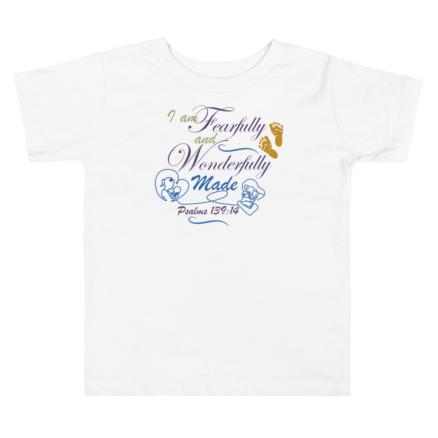 Toddler Short Sleeve Tee -Psalms 139:14, Fearfully and Wonderfully Made (KJV)