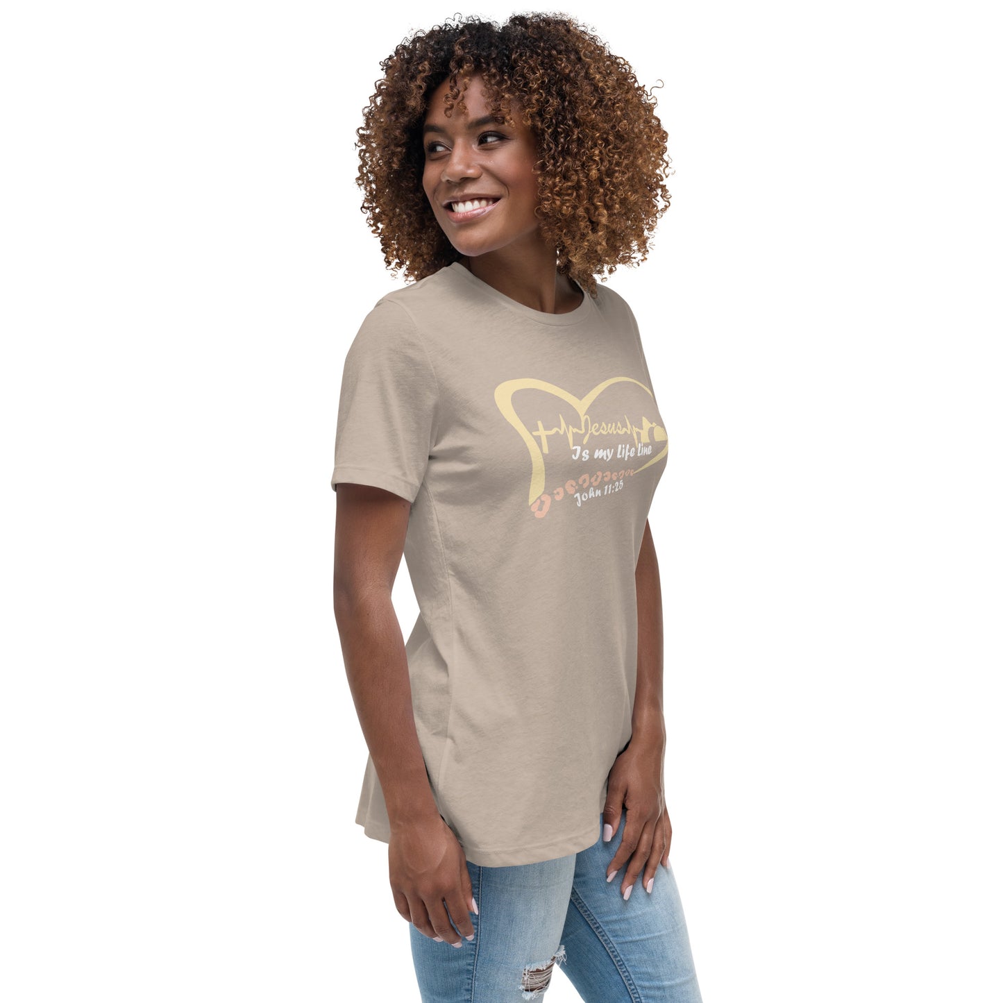 "Jesus in my Life Line, with leopard print" - Women's Relaxed T-Shirt