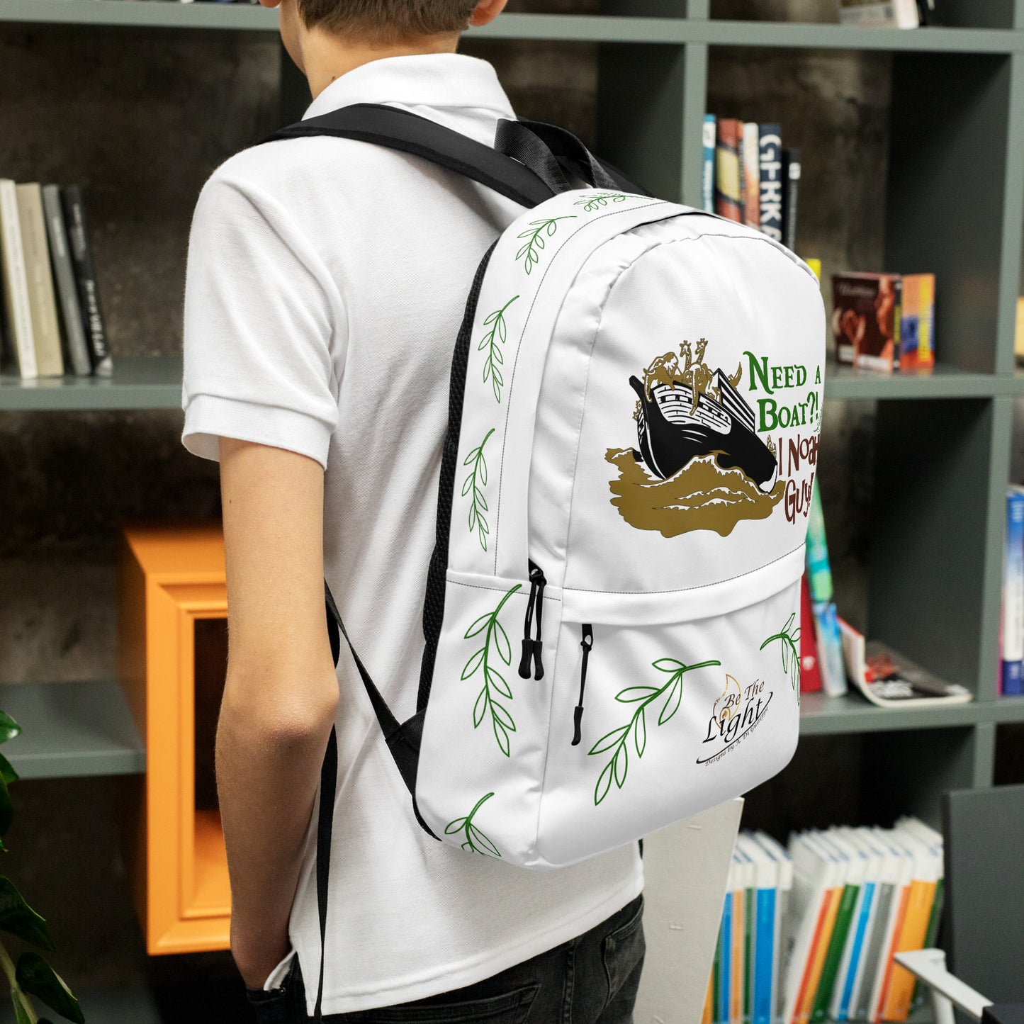 "Need a boat? I Noah guy" with branch accent Backpack