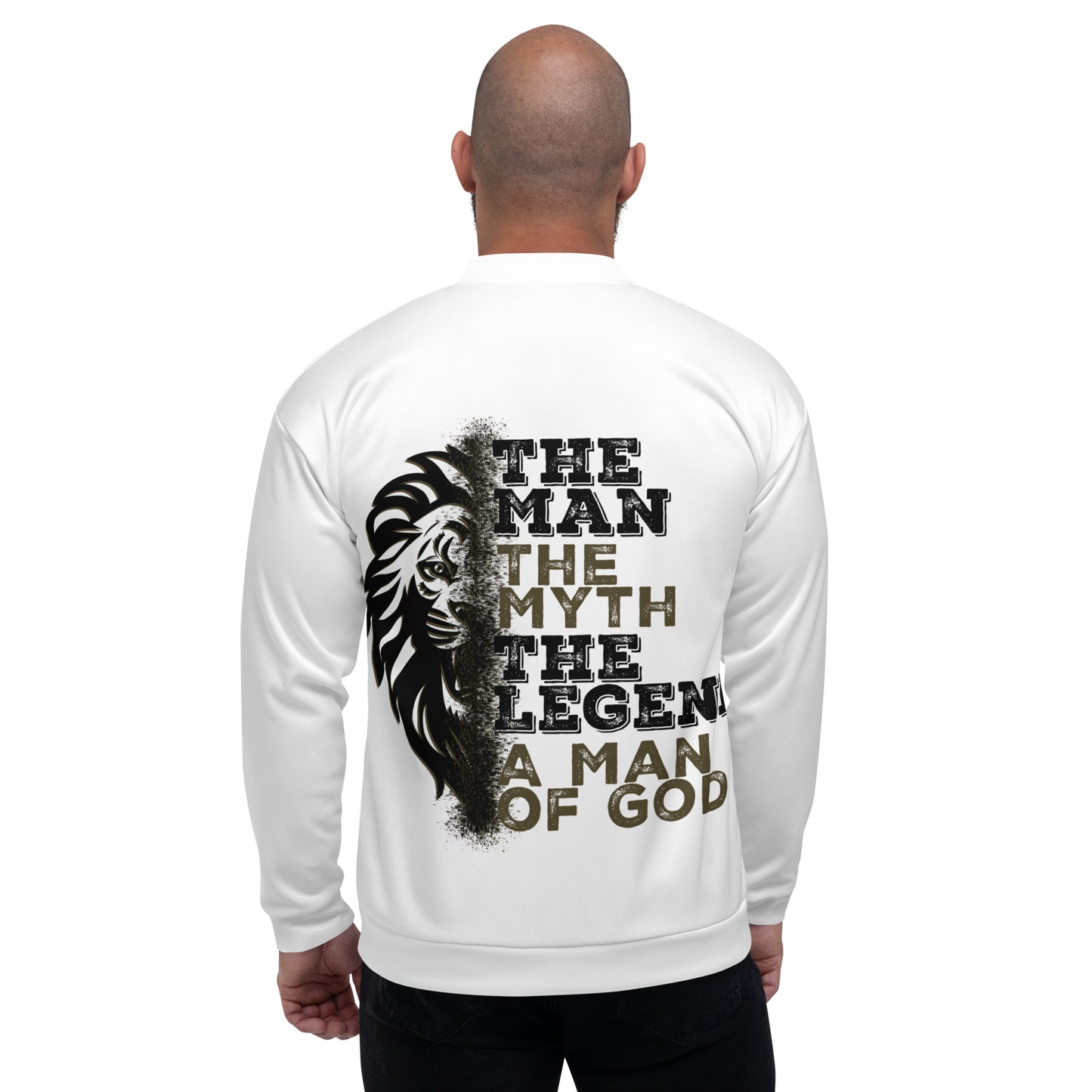 "The Man, The Myth, The Legend, A Man of God" Bomber Jacket