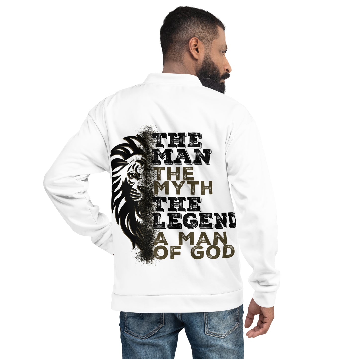 "The Man, The Myth, The Legend, A Man of God" Bomber Jacket