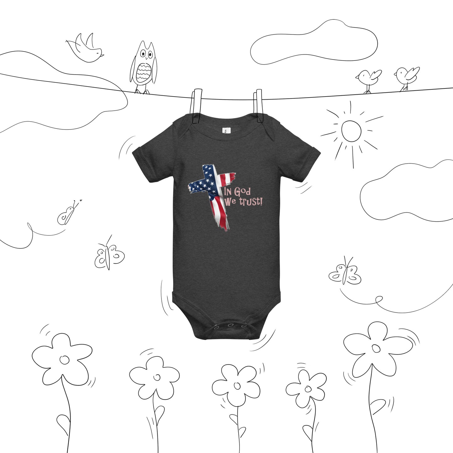 "In God We Trust!" - Baby short sleeve one piece