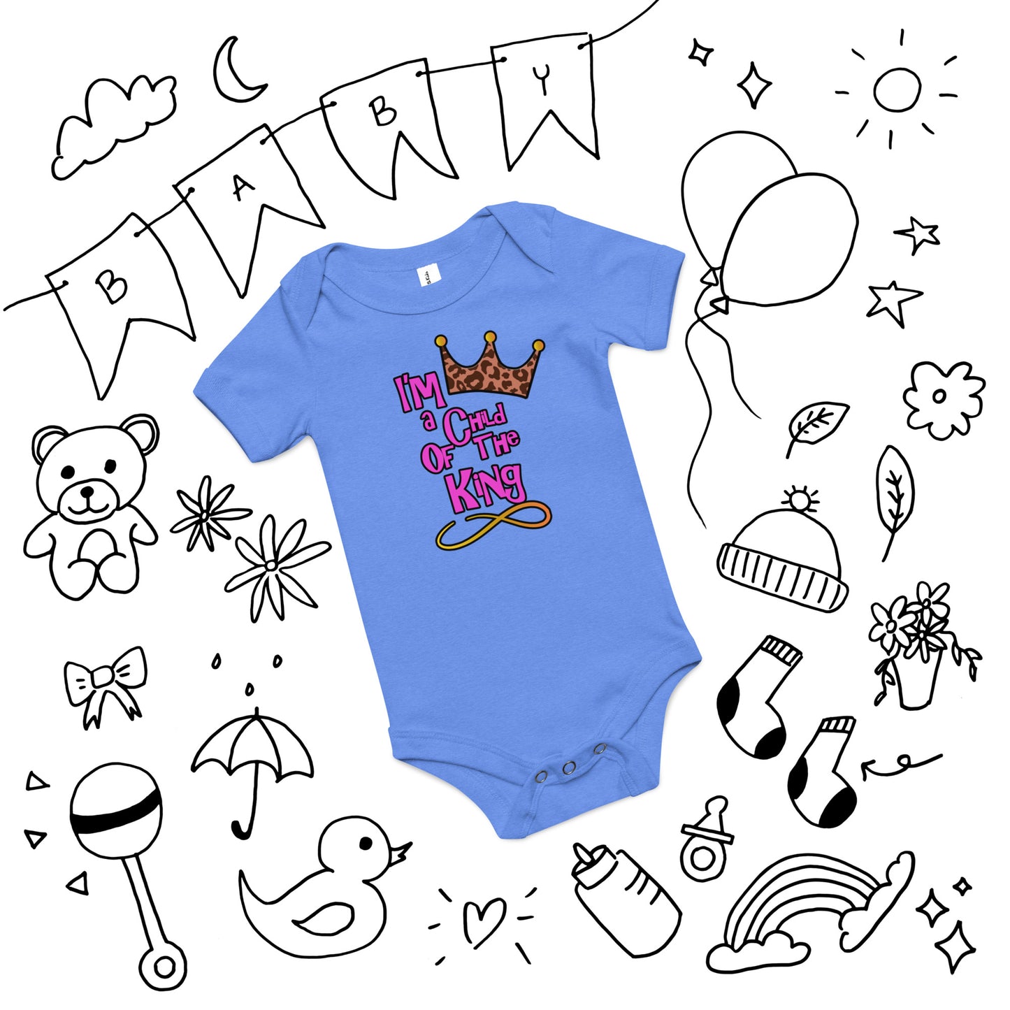 "I’m a child of The King" Baby short sleeve one piece