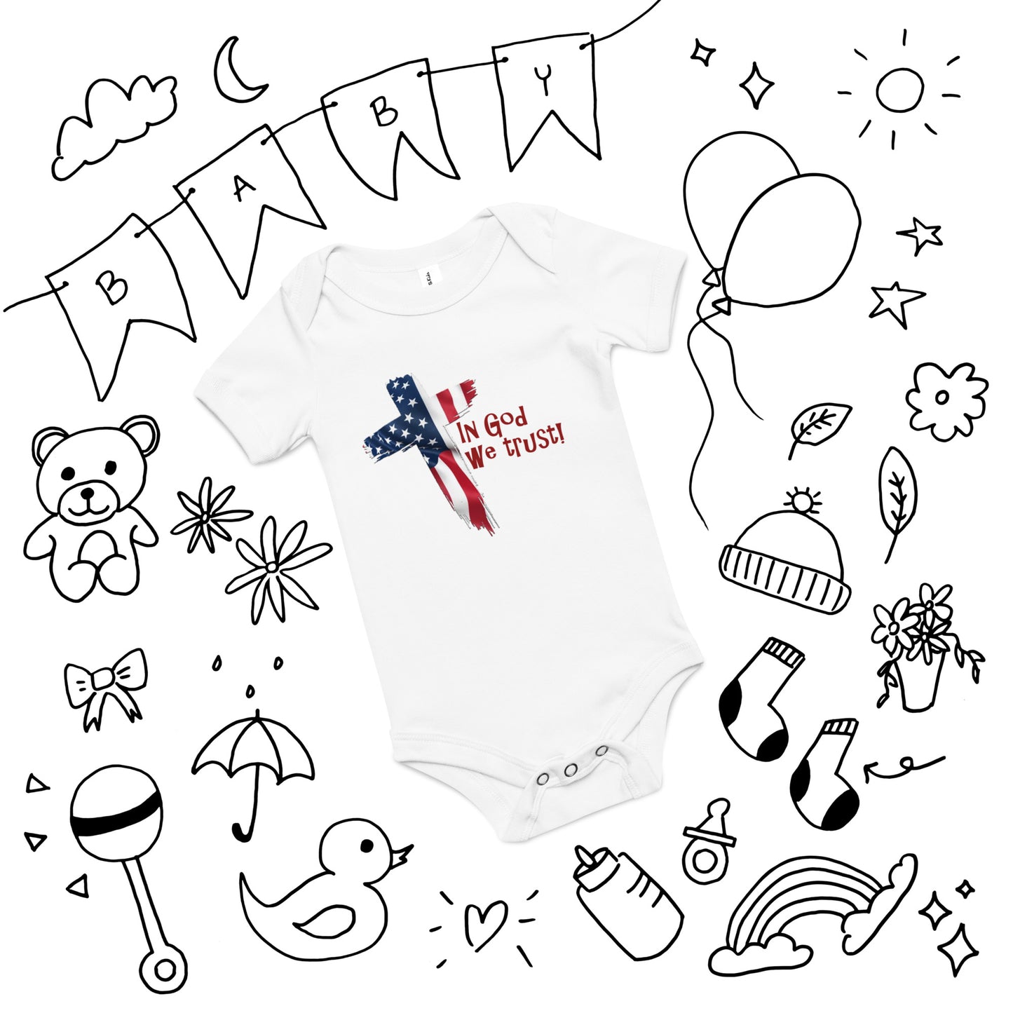 In God We Trust!" - Baby short sleeve one piece