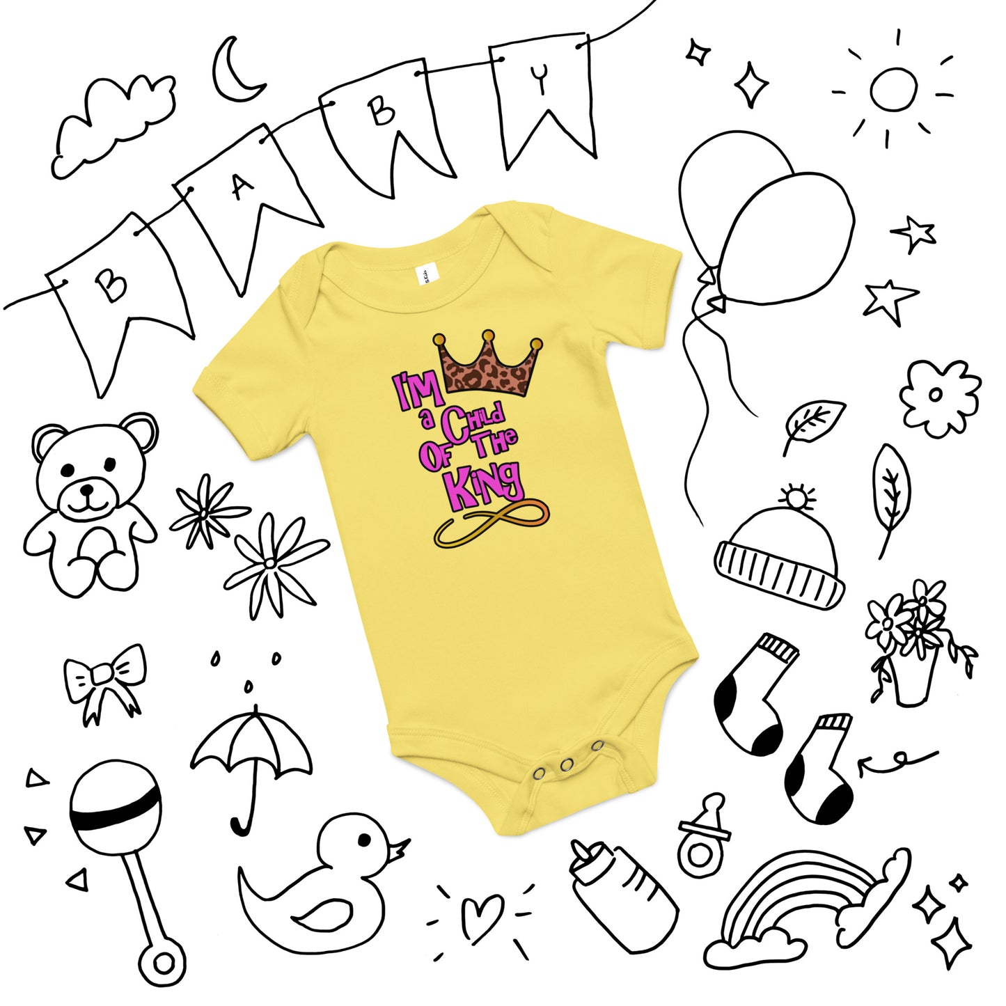 "I’m a child of The King" Baby short sleeve one piece