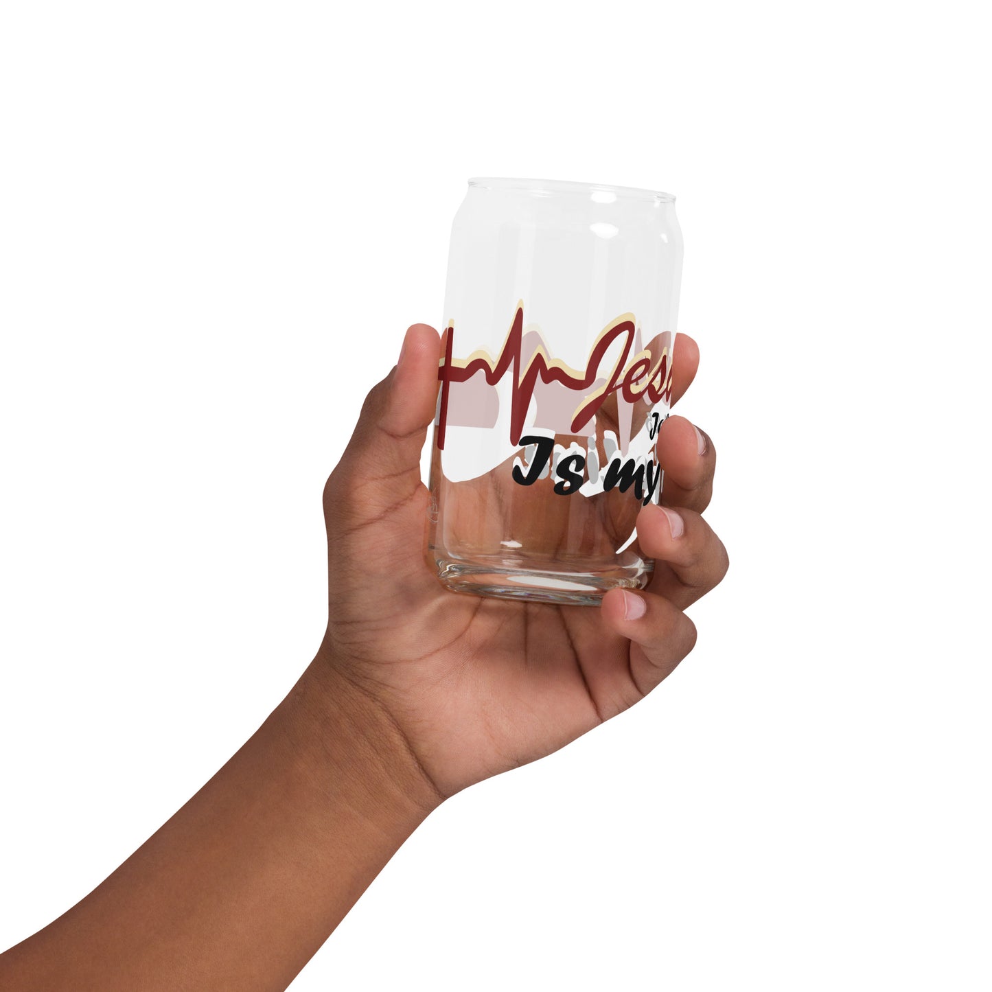 “Jesus is my life line” Can-shaped glass- John 11: 25 (KJV)