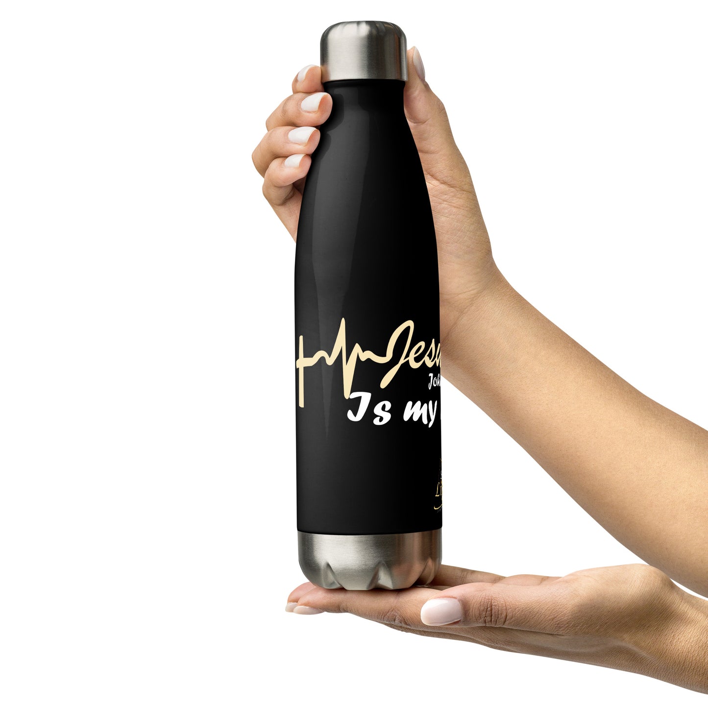 “Jesus is my life line” Stainless steel water bottle - John 11: 25 (KJV)