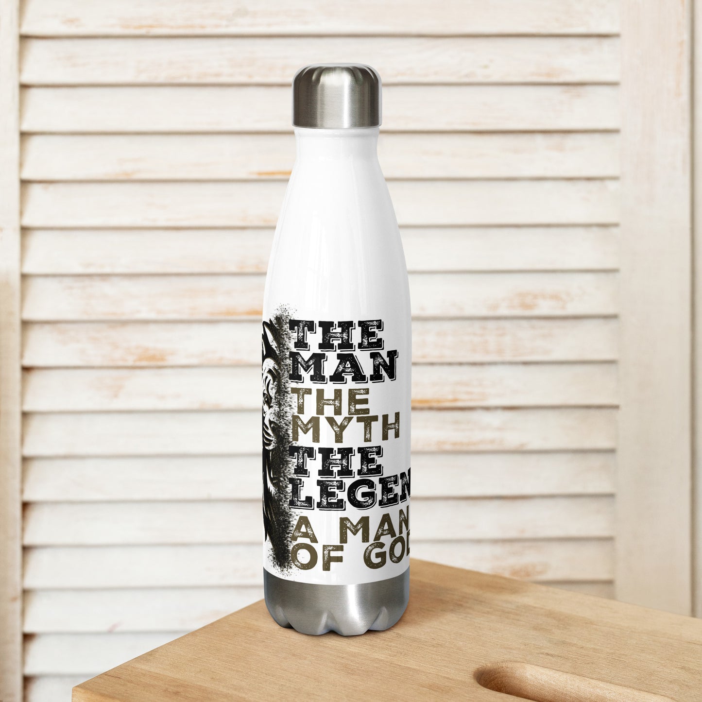 Stainless steel water bottle - The Man, The Myth, The Legend, A Man of God