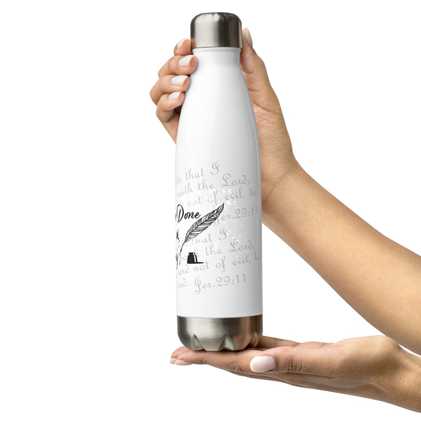 Stainless steel water bottle - God's Not Done Writing Your Story - Jer 29:11 (KJV)