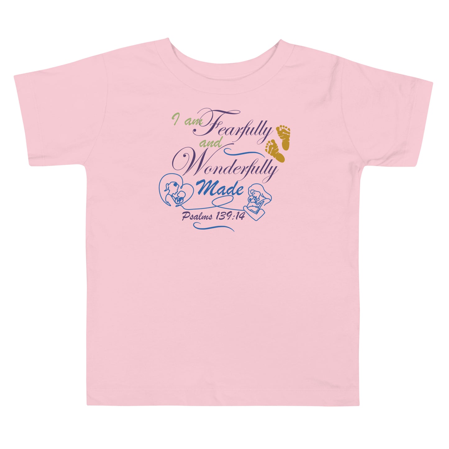 Toddler Short Sleeve Tee -Psalms 139:14, Fearfully and Wonderfully Made (KJV)