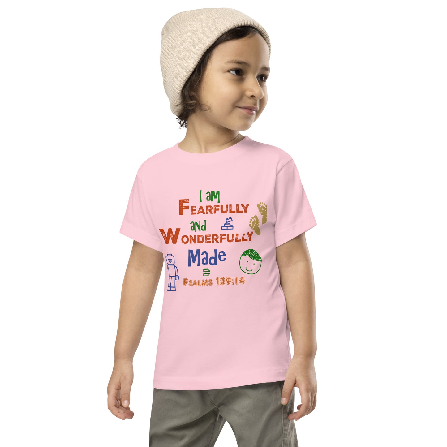 Boy's Toddler Short Sleeve Tee -Psalms 139:14, Fearfully and Wonderfully Made (KJV)