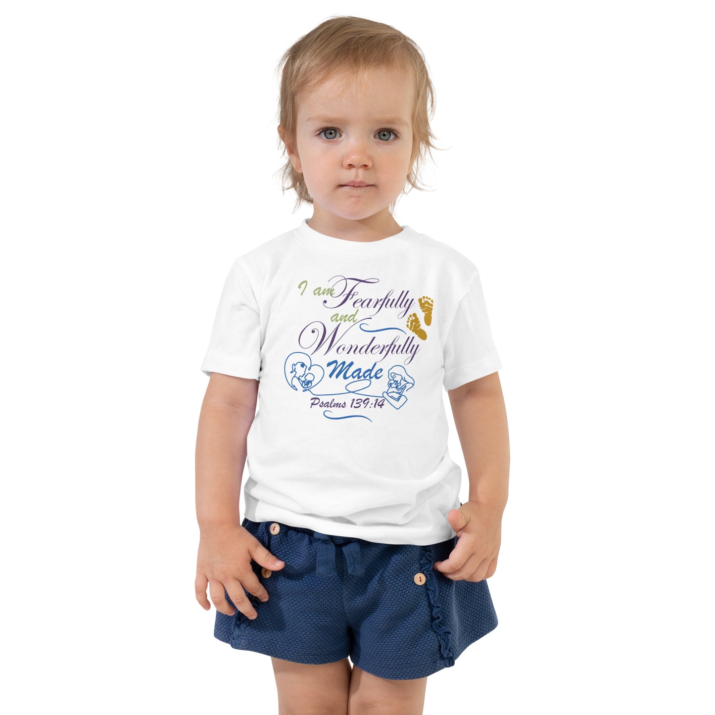 Toddler Short Sleeve Tee -Psalms 139:14, Fearfully and Wonderfully Made (KJV)