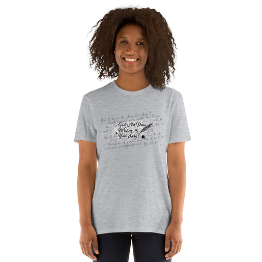 Short-Sleeve Ladies T-Shirt - God's Not Done Writing Your Story - Jer 29:11 (KJV)