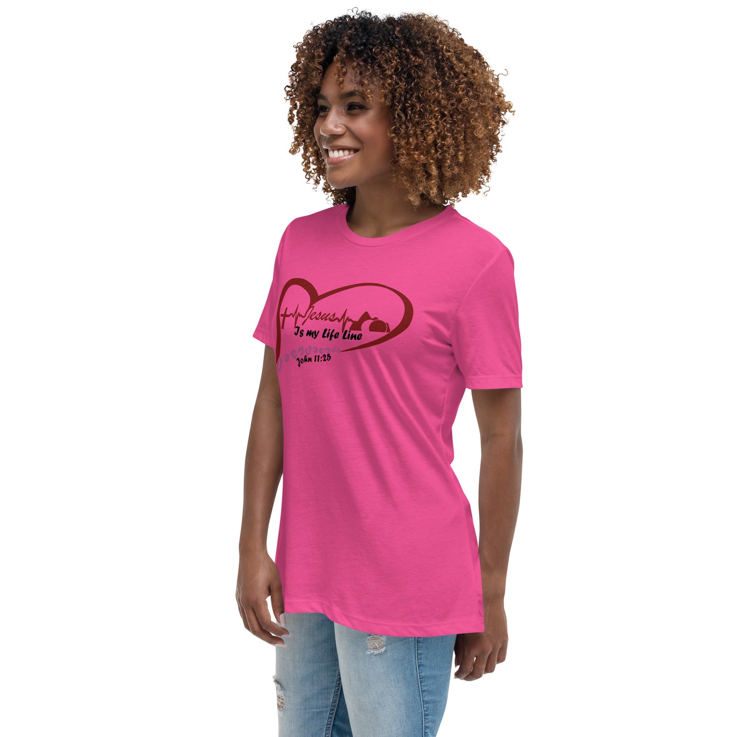 "Jesus in my Life Line, with leopard print" - Women's Relaxed T-Shirt