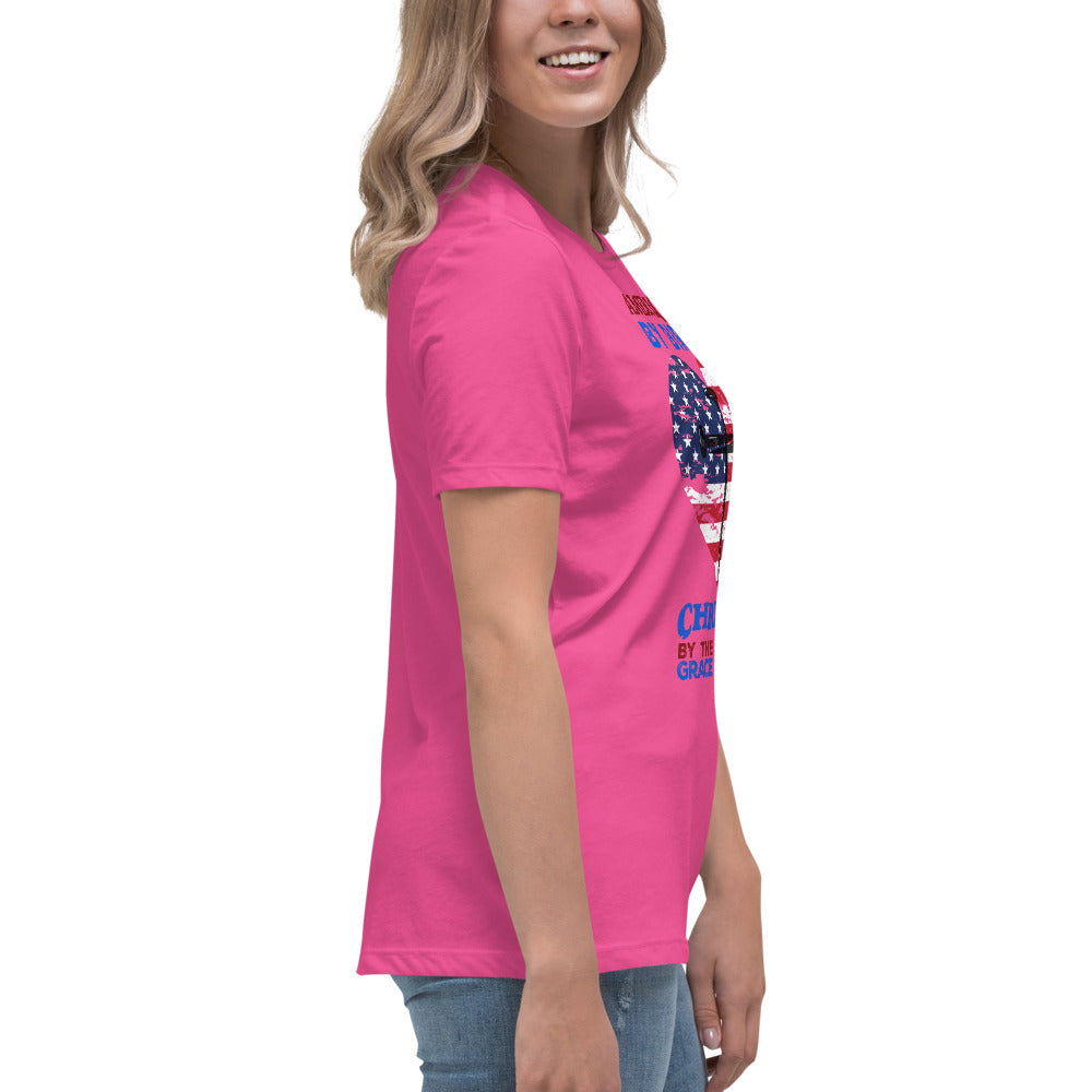 “American by Birth, Christian by the Grace of God” Women's Relaxed T-Shirt