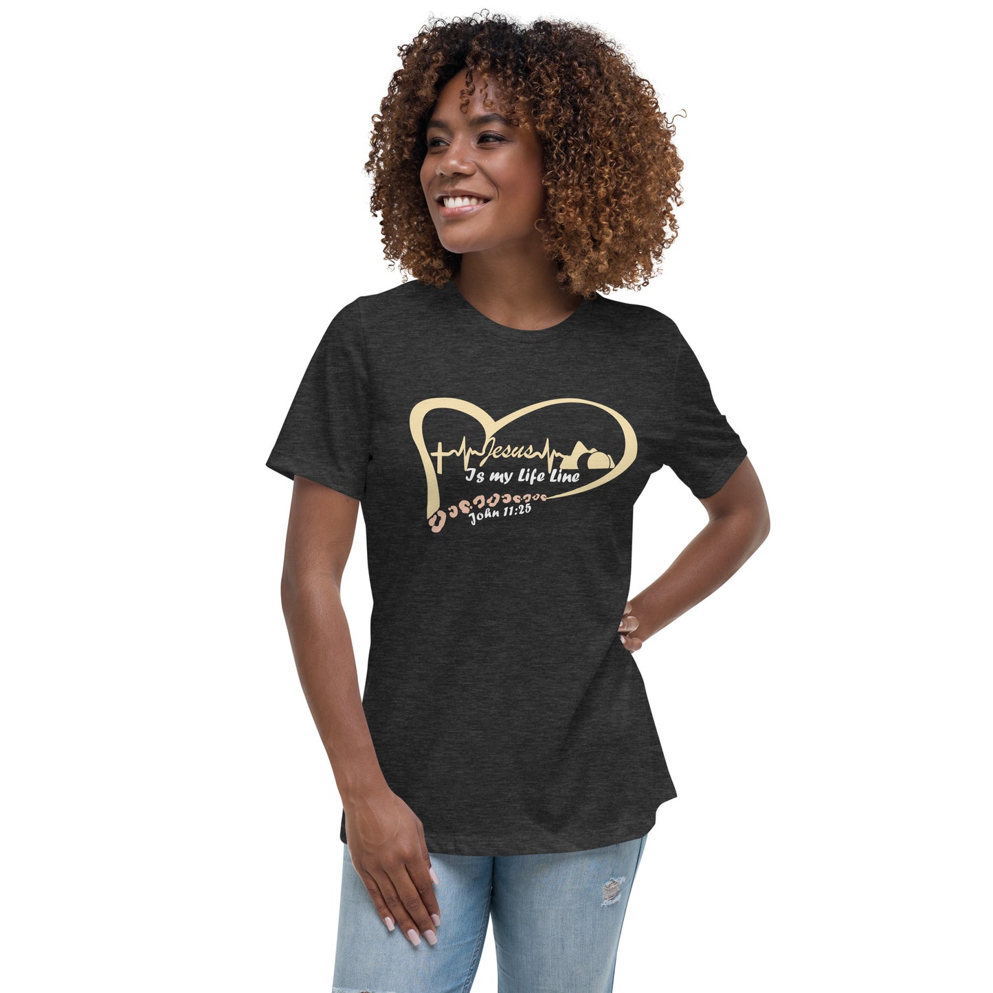 "Jesus in my Life Line, with leopard print" - Women's Relaxed T-Shirt