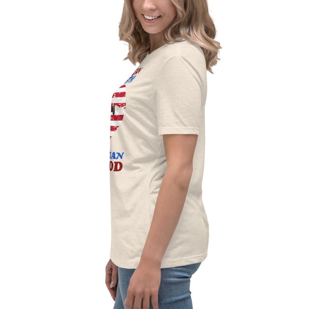 “American by Birth, Christian by the Grace of God” Women's Relaxed T-Shirt