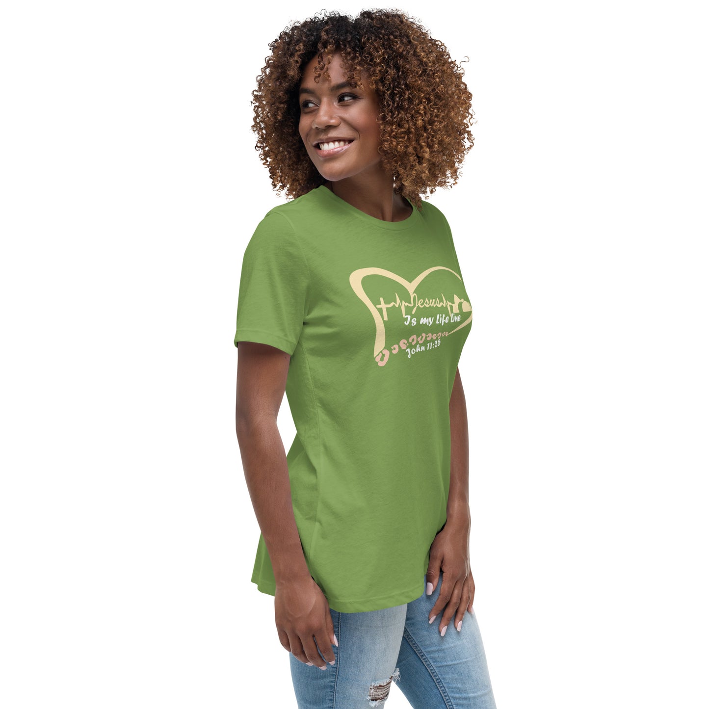 "Jesus in my Life Line, with leopard print" - Women's Relaxed T-Shirt