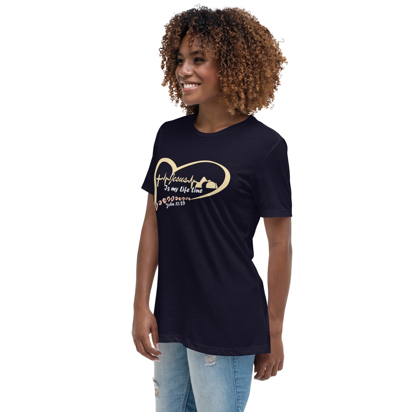 "Jesus in my Life Line, with leopard print" - Women's Relaxed T-Shirt