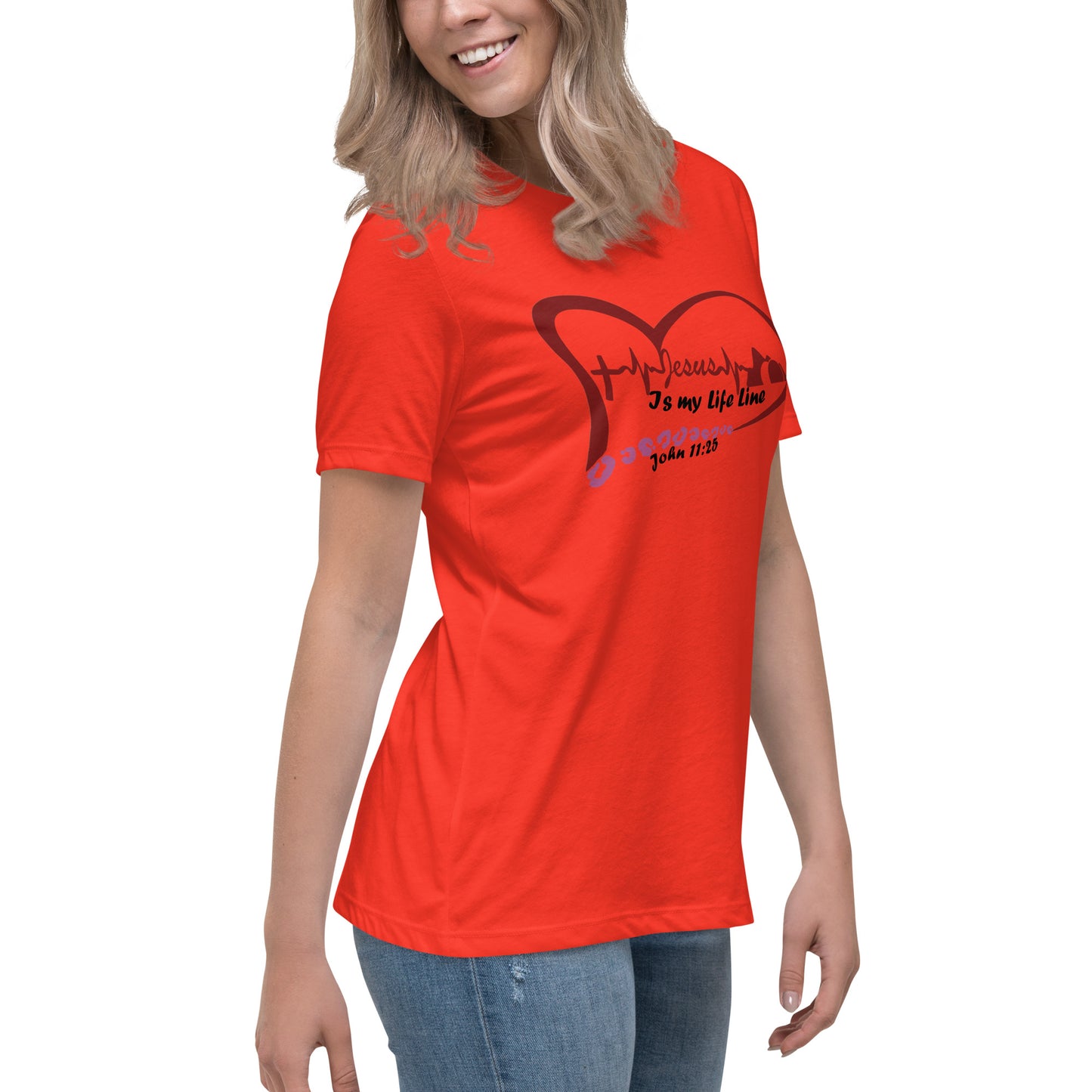 "Jesus in my Life Line, with leopard print" - Women's Relaxed T-Shirt