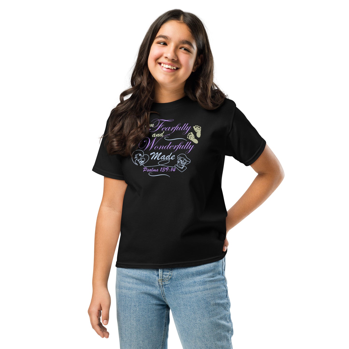 Psalms 139:14, Fearfully and Wonderfully Made (KJV) - Girls - classic tee