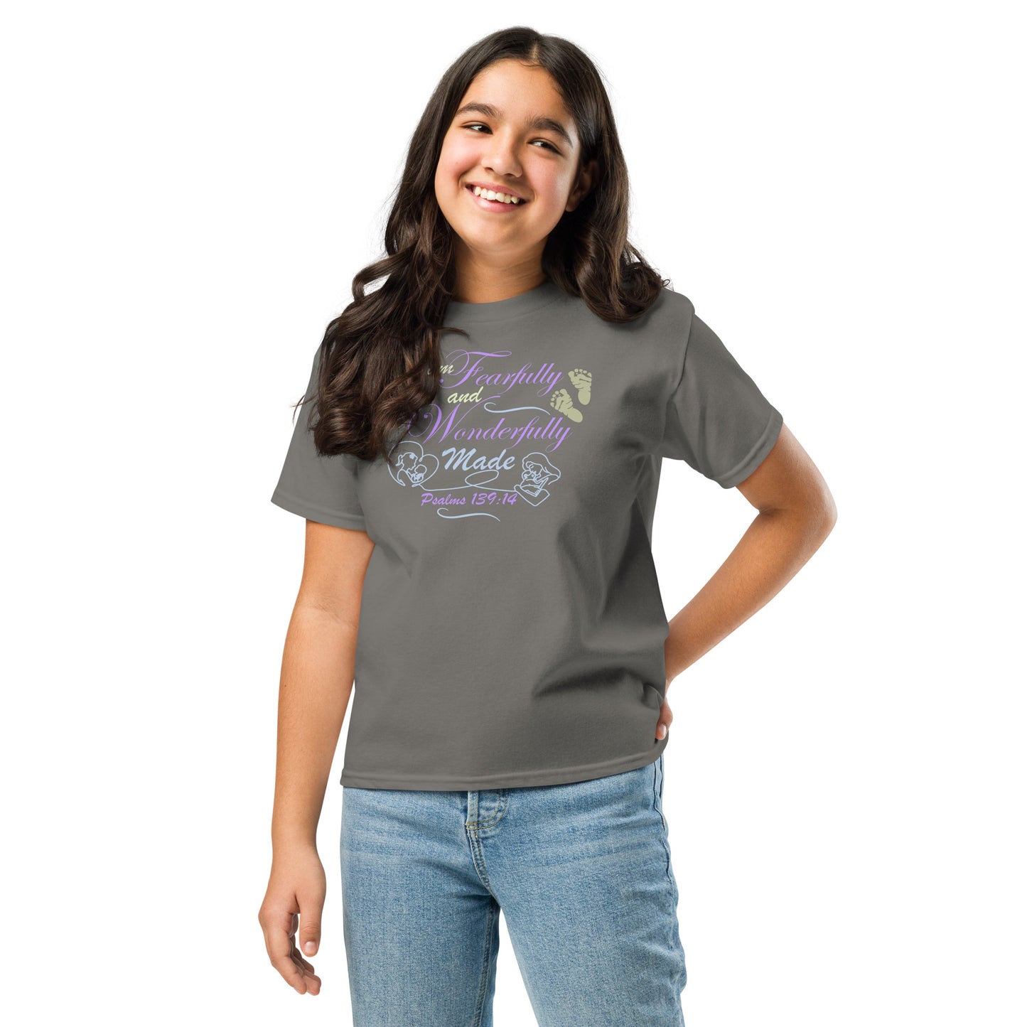 Psalms 139:14, Fearfully and Wonderfully Made (KJV) - Girls - classic tee