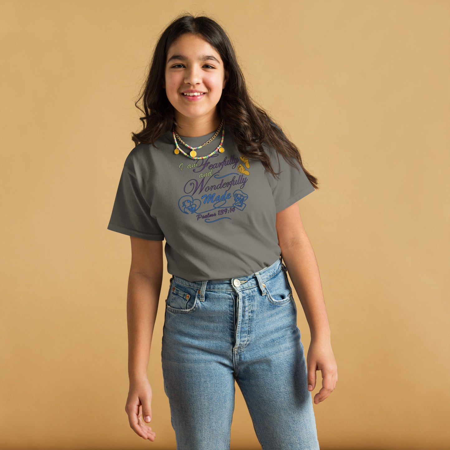 Psalms 139:14, Fearfully and Wonderfully Made (KJV) - Girls - classic tee