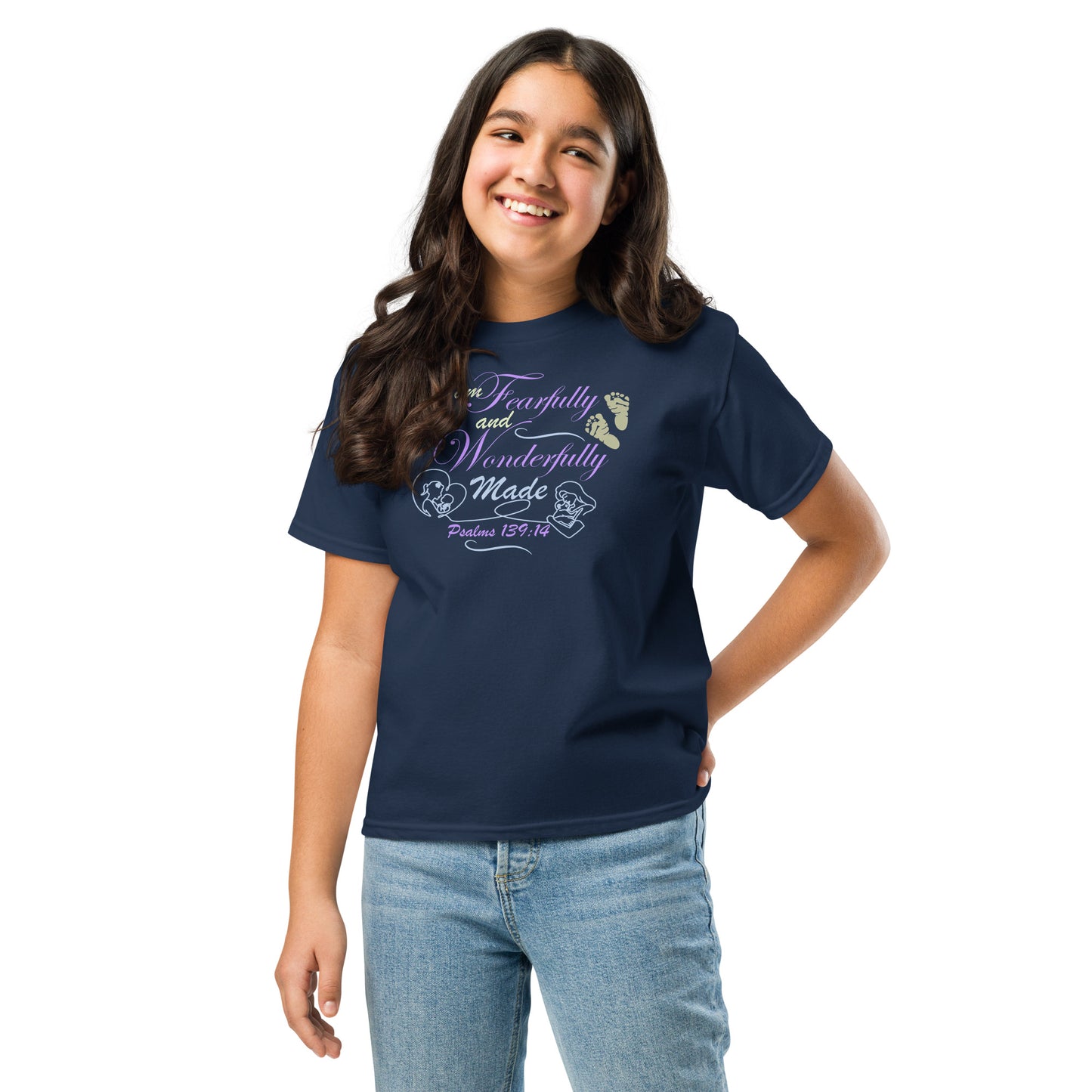 Psalms 139:14, Fearfully and Wonderfully Made (KJV) - Girls - classic tee